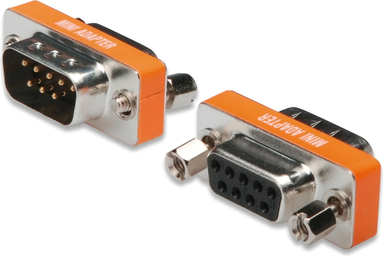 Adapter VGA Mini Zero-Modem, Digitus, D-Sub9, moški/ženska, oranžna/srebrna