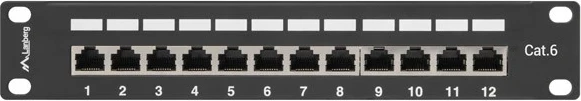 Zaščiten patch panel Lanberg PPF6-9012-B, kategorija 6