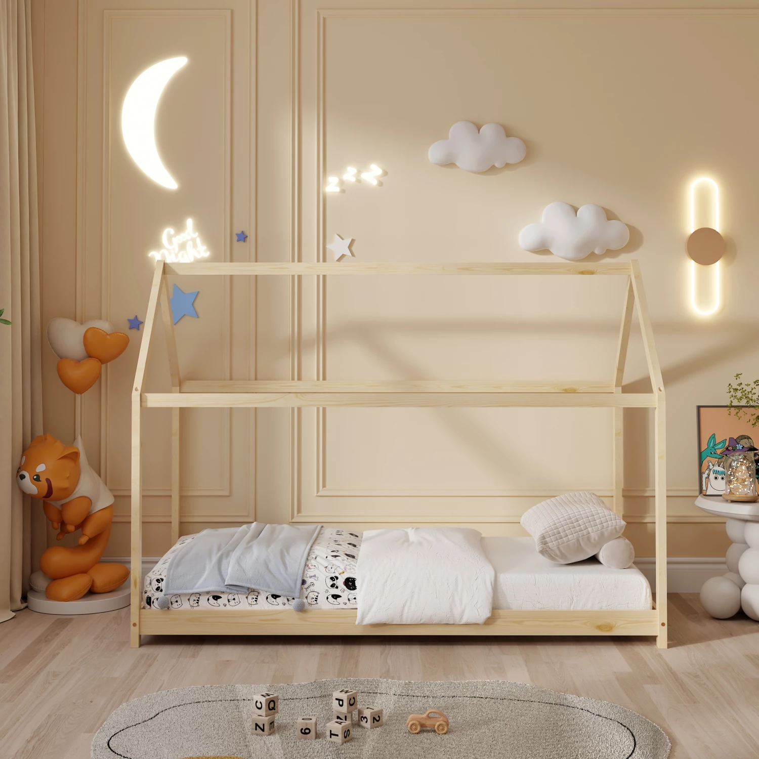 Postelja za otroke PEPE FH678.01 t.MONTESSORI iz masivnega borovega lesa v naravni barvi - 140x70 cm