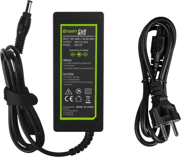 Polnilnik za prenosnik Green Cell AD25P, 65 W, črn
