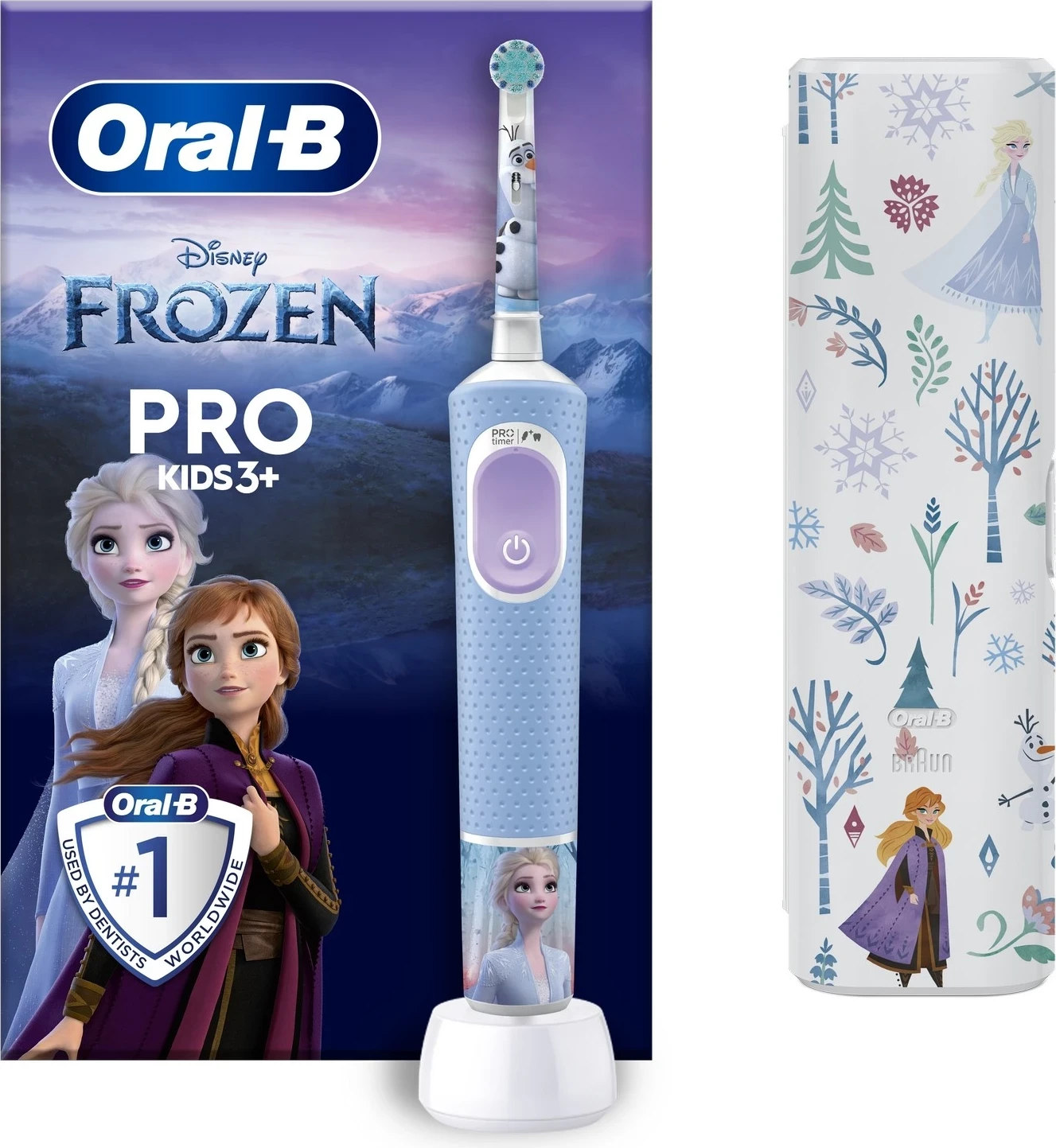 Električna zobna ščetka za otroke 3+, Frozen, modra, Oral-B Pro Kids