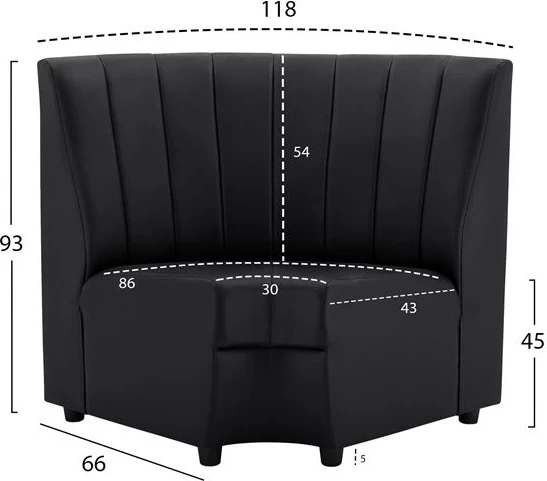 Kotna enota za kavč Landon FH3163.01 Pu črna 118x66x93cm