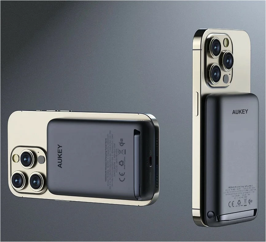 Power bank, AUKEY PB-MS06 MagSafe, 10000 mAh, 30 W, Qi2, črn