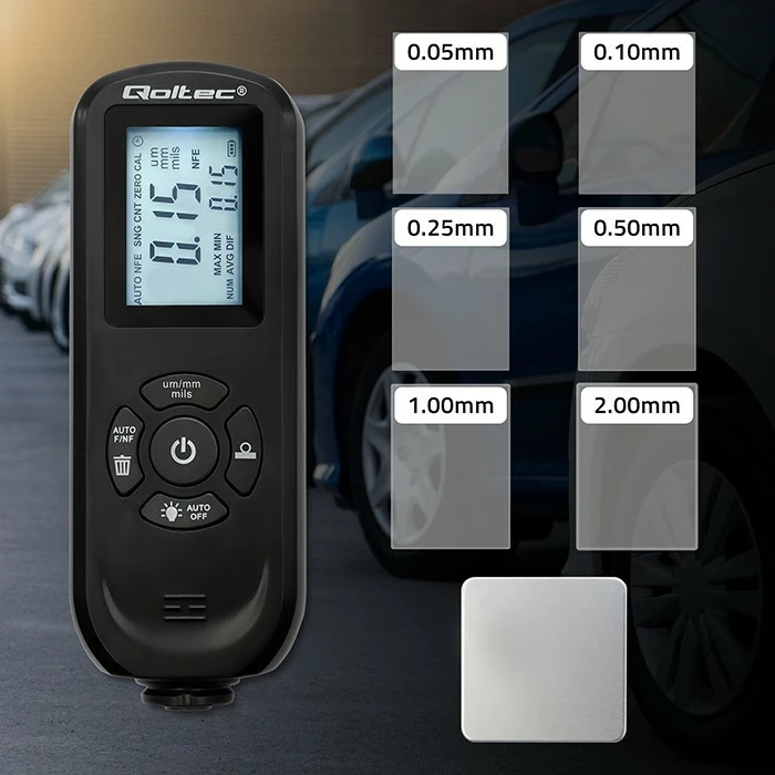 Merilec debeline barve Qoltec 50646, osvetljen LCD, 0–2000 μm, črn