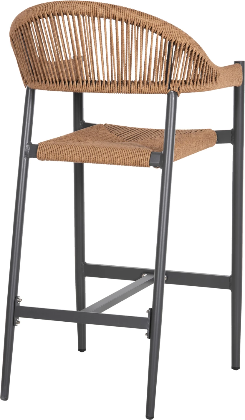 Aluminijasti barski stol GREGG FH5788.12 antracit-sand bež sintetični ratan 55x57x106Hcm