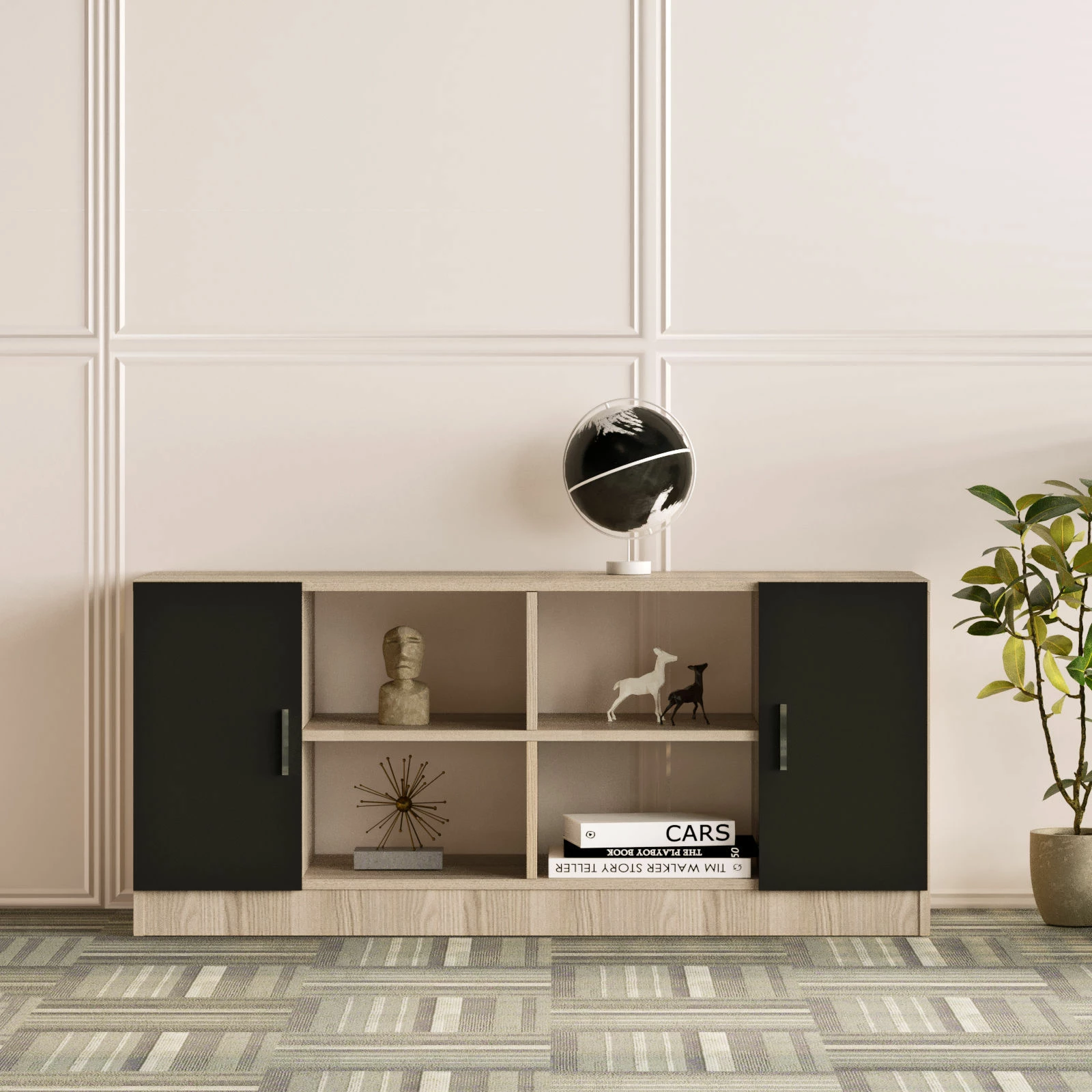 Set pisarniškega pohištva Hanah Home Vo16-Ob, hrast/črn