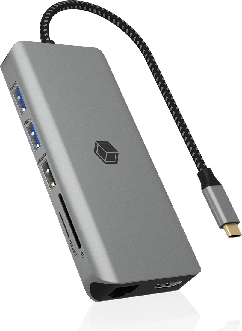Docking postaja ICY BOX IB-DK4061-CPD, USB Type-C, 100W, HDMI, Ethernet, siva