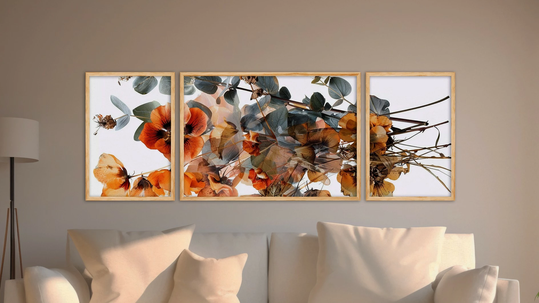 Dekorativna okvirjena slika, 3-delna, Wallity Huhu307, 50 x 140