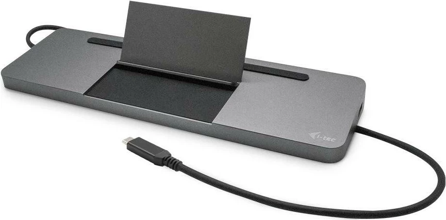 Docking postaja i-tec USB-C metalna ergonomska 4K 3x zaslon, DP HDMI VGA LAN zvok, Power Delivery 85W, z univerzalnim polnilcem 100W