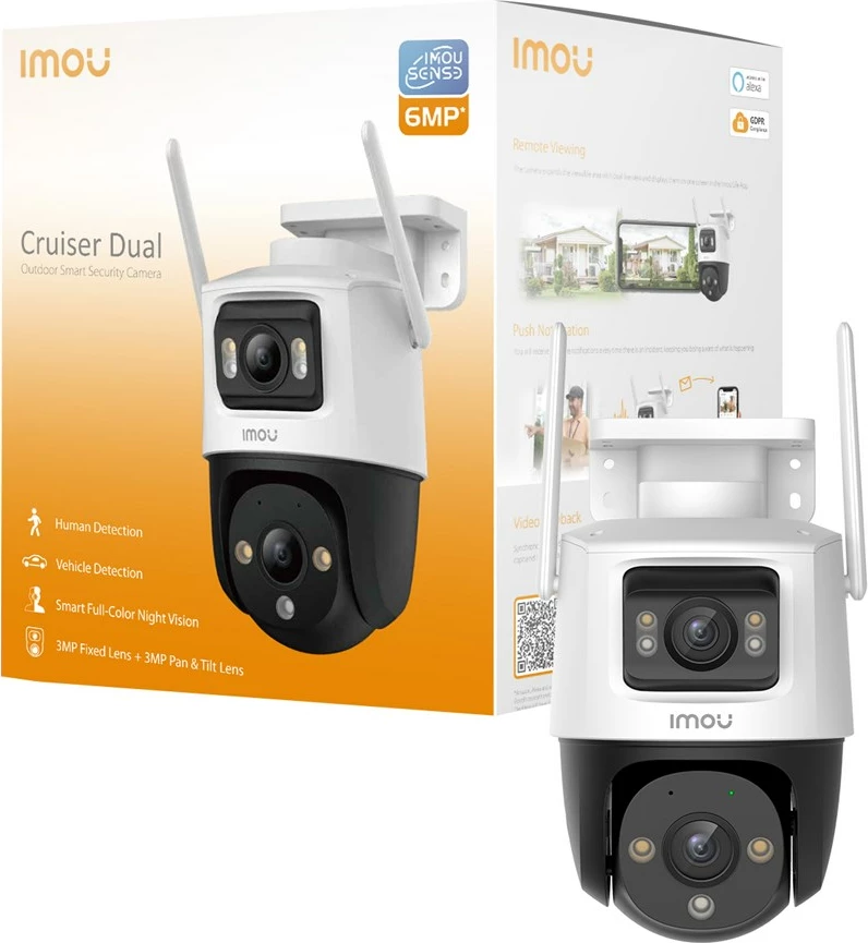 Varnostna kamera Cruiser Dual 6MP, IP za zunaj, 2304 x 1296 pikslov, Imou, bela