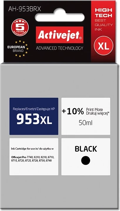 Zamenjava črnila Activejet AH-953BRX za tiskalnik HP, 50 ml, črn