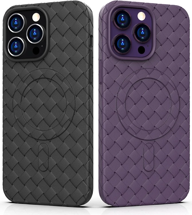 Zaščitni ovoj Hurtel Woven Case za iPhone 15 Pro, MagSafe, temno moder