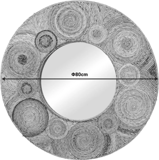 Ogledalo Klare, Inart, banana les, naravna barva, fi80 x 5 cm