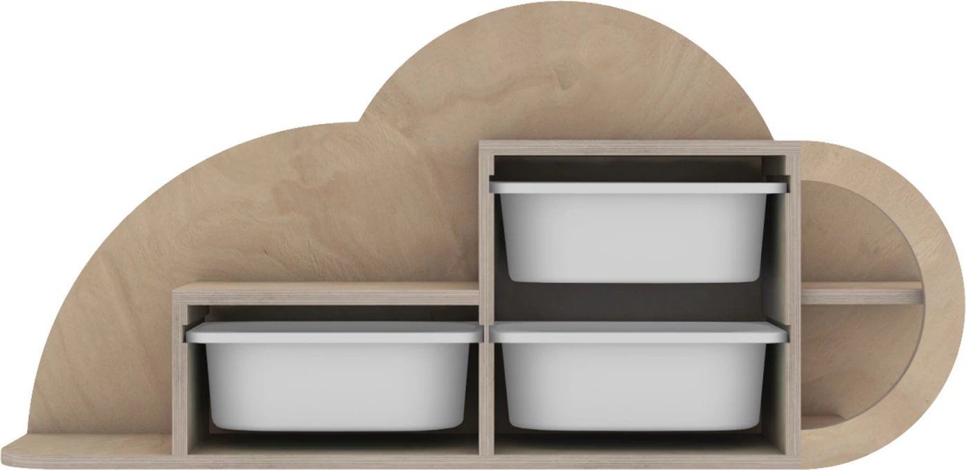 Stenska polica COBB FH18227.03 iz breze v naravni-svetlo modri barvi s plastičnimi predali 98x22,5x48,5H cm