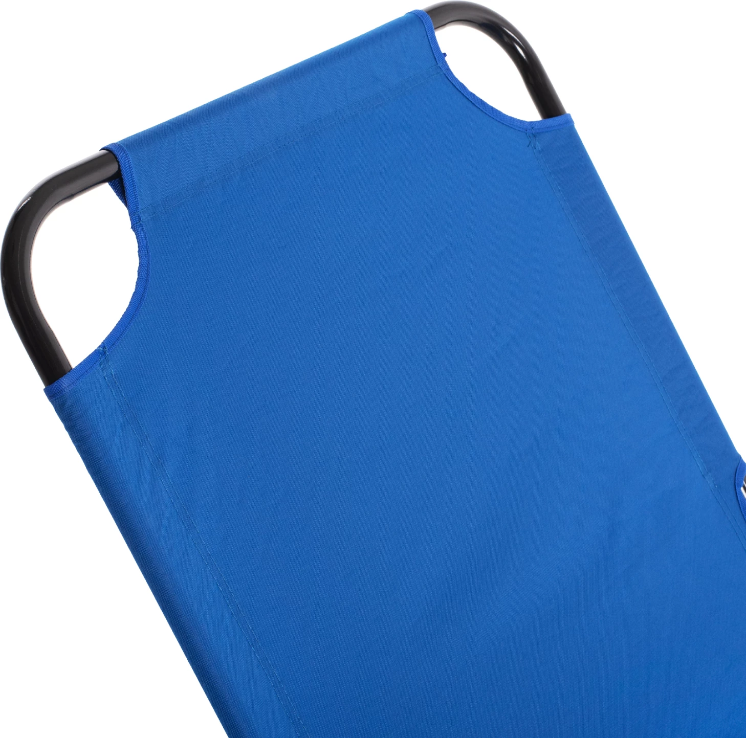 Ležalnik FH5278 črne kovinske barve z modro vodoodporno tkanino