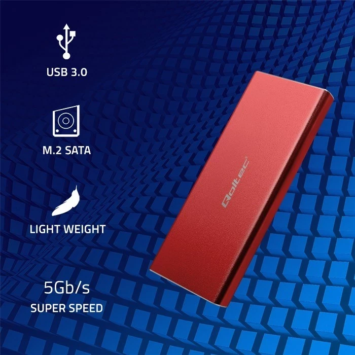 Konzola za SSD Qoltec 51831, M.2, USB 3.0, 2TB, rdeča