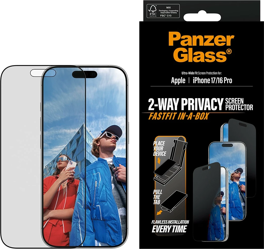 Zaščita zaslona za zasebnost za pametni telefon PanzerGlass, črna