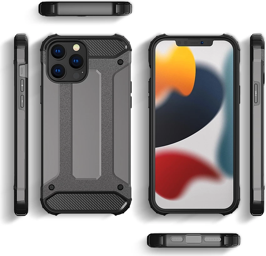 Zaščitni ovitek Hurtel Hybrid Armor za iPhone 13 Pro Max, črn