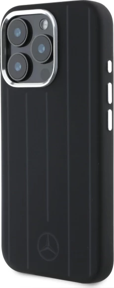Silikonski ovitek z navpičnimi črtami za iPhone 16 Pro 6,3" Mercedes MEHMP16L23SUVSK, MagSafe, črn