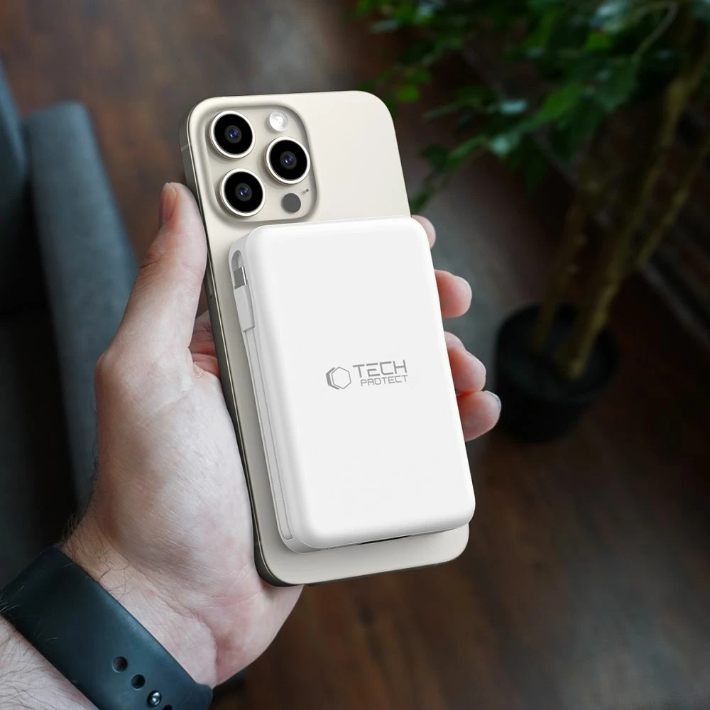 Power bank LifeMag Tech-Protect PB31, 10000 mAh, MagSafe, USB-C/USB-A/Lightning, bel