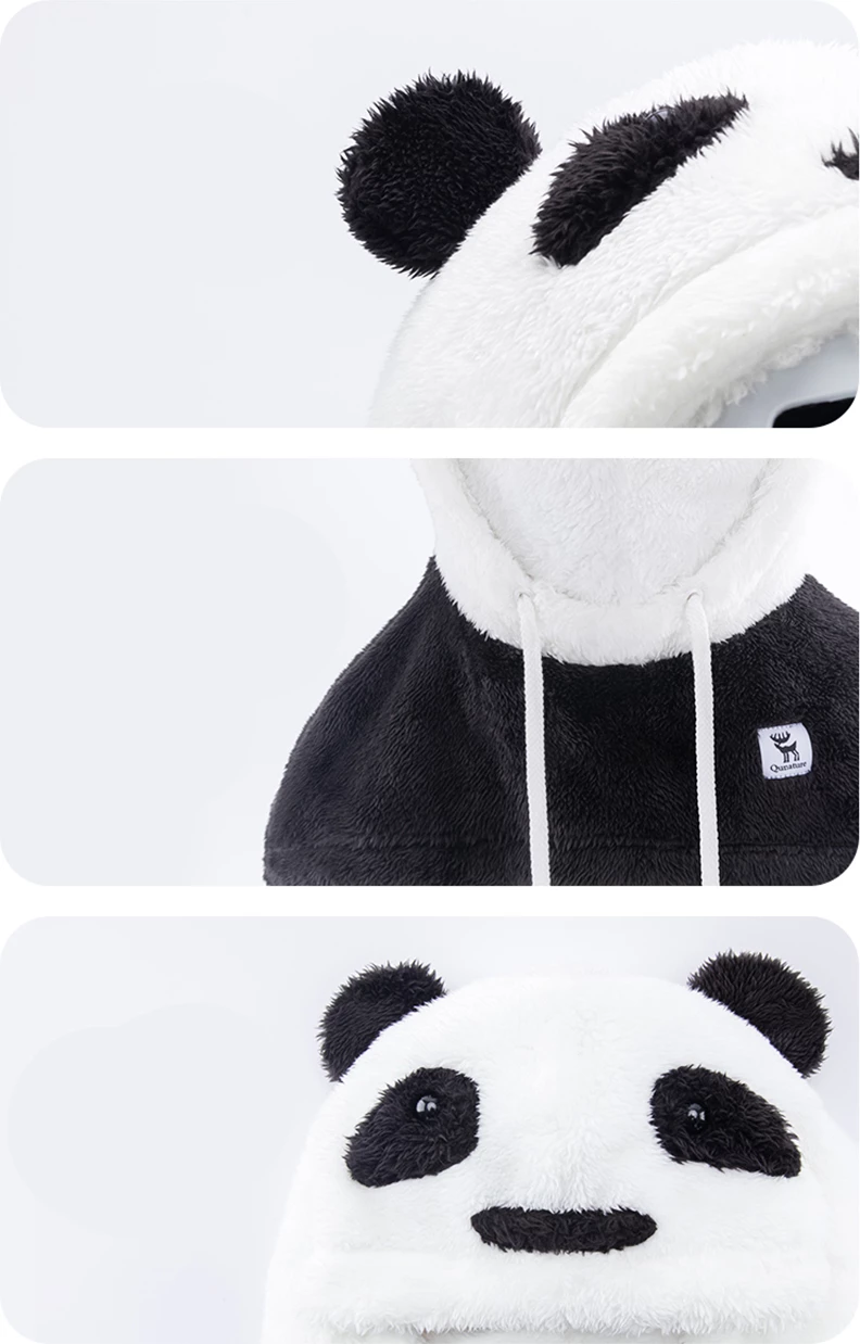 Smučarska balaklava Qunature Panda, za otroke in odrasle, L, črno-bela