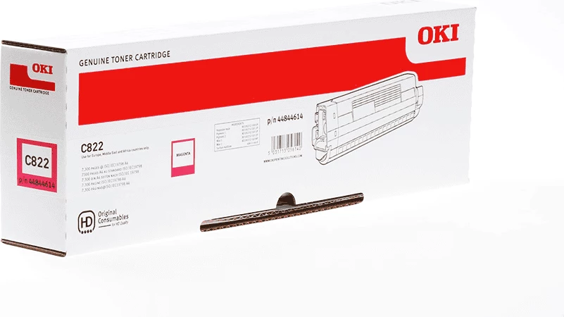 Toner OKI 44844614, do približno 7.300 strani, za C822, standarden, magenta