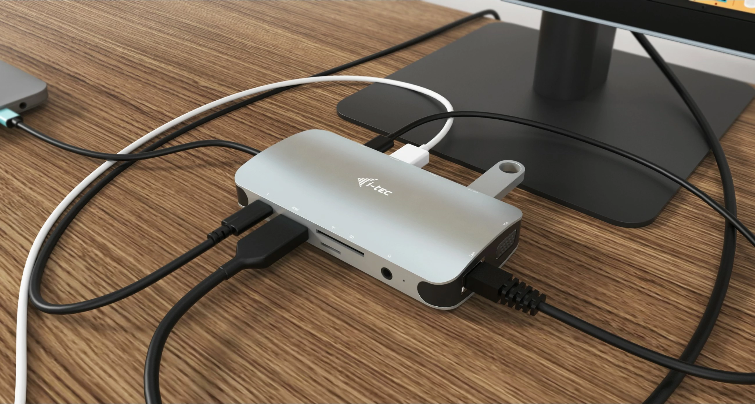 Prenosni kovinski dok I-Tec Metal USB-C Travel Nano Dock, HDMI/VGA, LAN, Power Delivery 100W, srebrn
