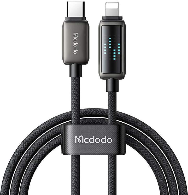 Kabel USB-C v Lightning, 1,2 m, 36W, LED zaslon, Mcdodo CA-2630, črn