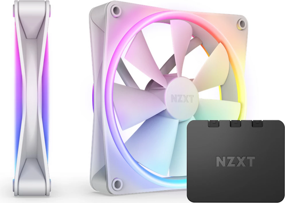 Ventilator računalniškega ohišja NZXT F140 RGB Duo RF-D14DF-W1, 140 mm, RGB, bel, paket 2 kosov