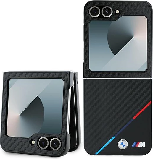 Ovitek za telefon Carbon Tricolor, črn, BMW za Samsung Galaxy Z Flip 6