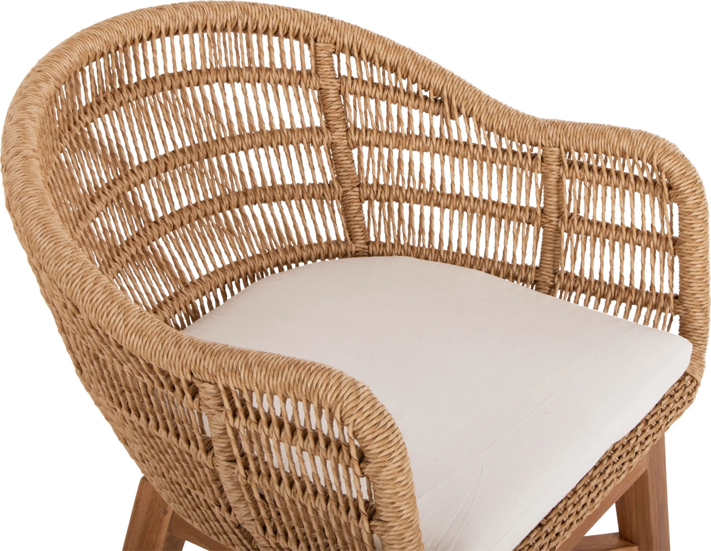 Fotelj LAMORA FH9826 iz tikovine-sintetična vrv-blazina 60x61x78Hcm