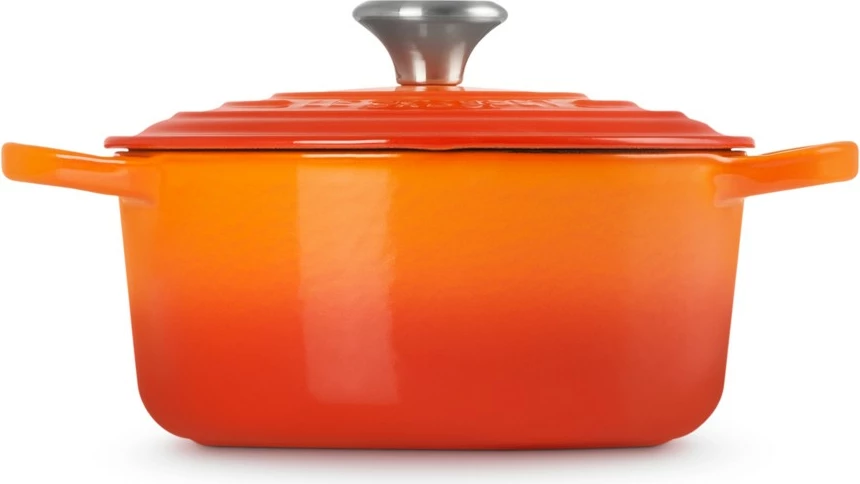 Okrogel lonec iz emajliranega litega železa 18 cm, Le Creuset Signature, oranžen