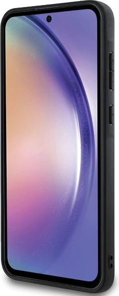 Ovitek za telefon z bleščicami in kovinsko značko Karl Lagerfeld za Samsung Galaxy A55, črn
