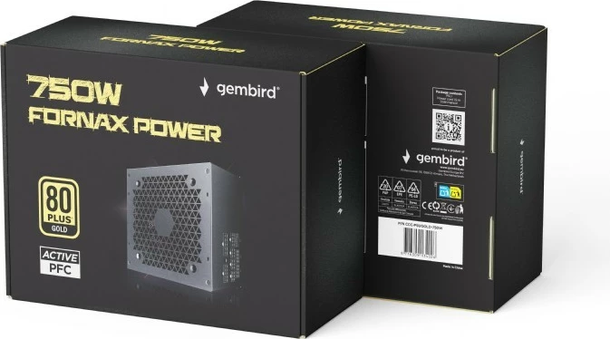 Modularen napajalnik 750 W, 80 PLUS Gold, črn, Gembird Fornax Power