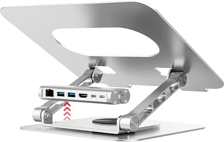 Nastavljivo stojalo za prenosnik z USB-C HDMI razdelilnikom Unitek D1109B01, PD 100W, aluminij