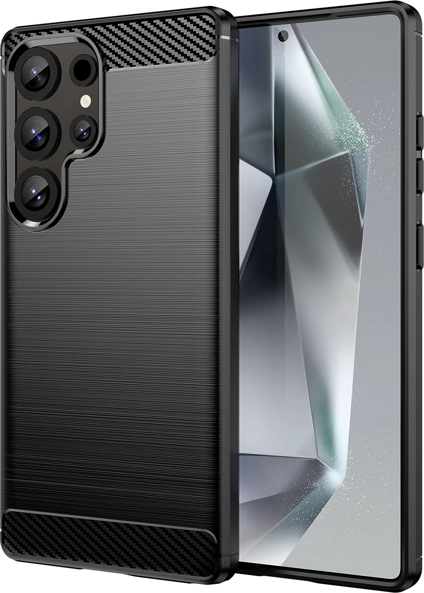 Ovitek za telefon Hurtel Carbon Case za Samsung Galaxy S25 Ultra, TPU, črn