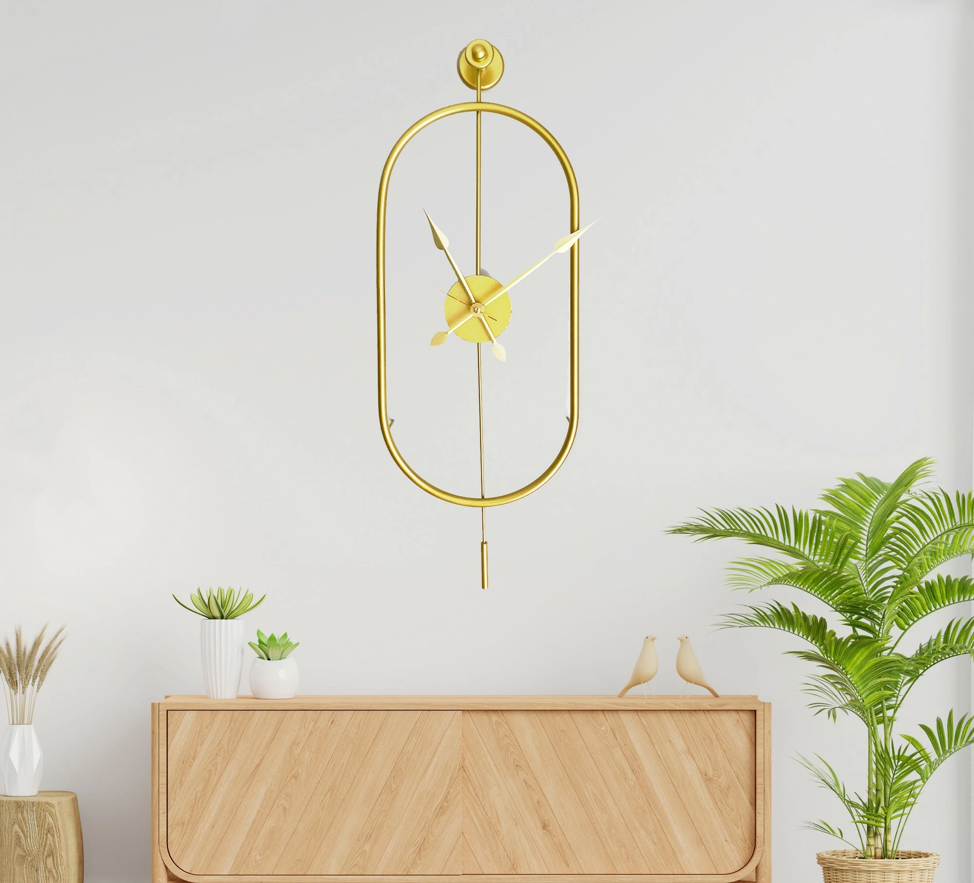 Dekorativna kovinska stenska ura Wallity Mclock-00105, zlata