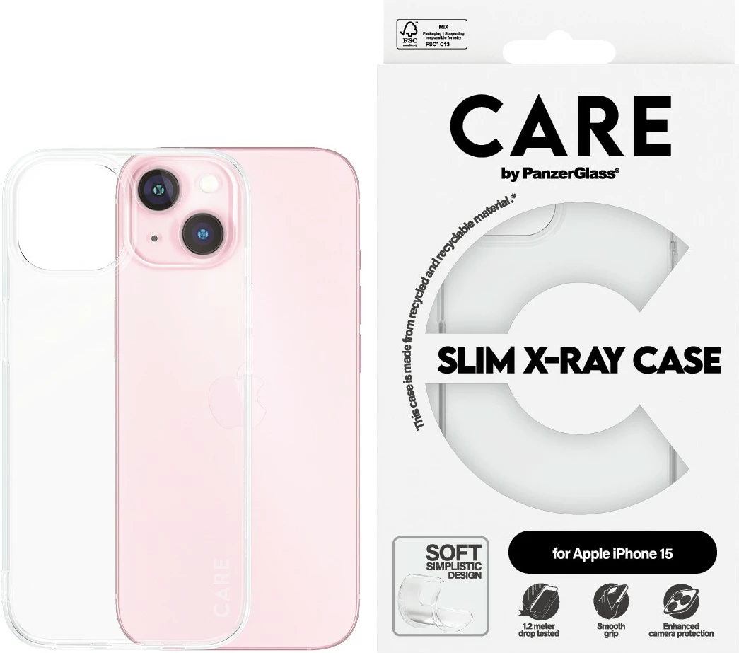 Prozorno etui PanzerGlass CARE Case Fashion X-Ray za iPhone 15