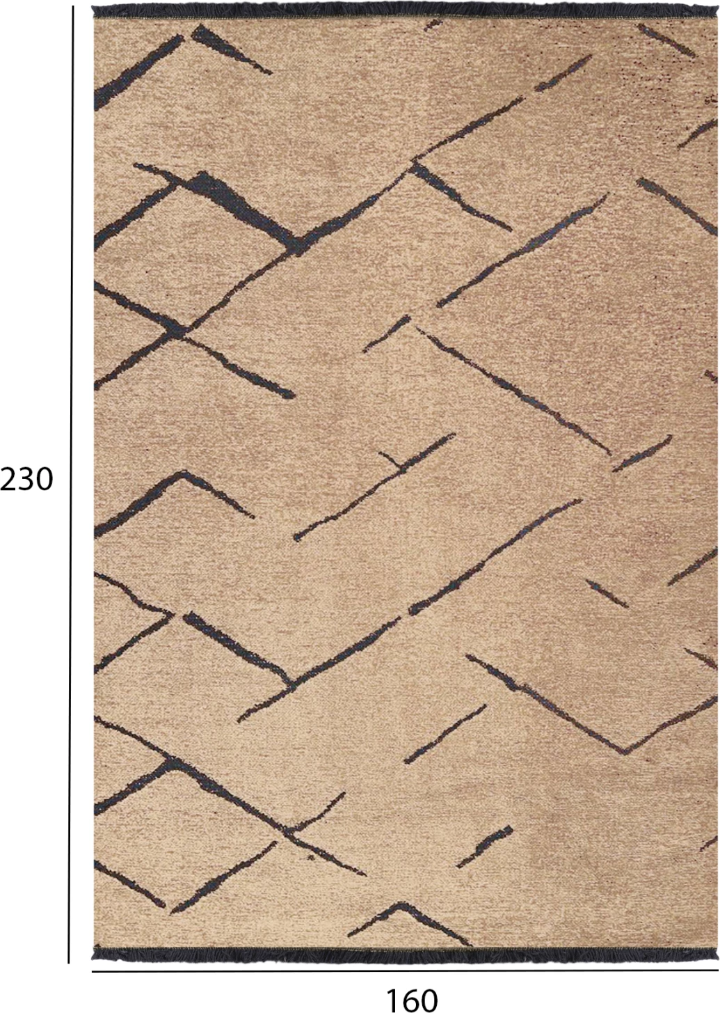 Preproga 160Χ230 cm, svetlo rjava-črna s samorobovi