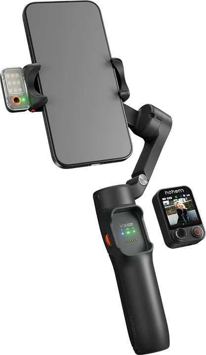 Gimbal za pametne telefone in kamere Hohem iSteady V3 Ultra, 3-osni, AI sledenje, deljeni zaslon, LED luč, črn