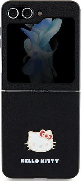 Ovitek za telefon Hello Kitty za Samsung Galaxy Z Flip 5, metalni logotip, črn