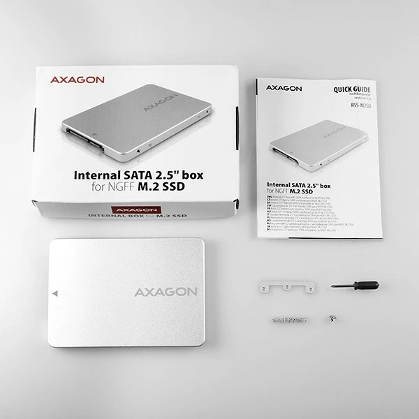 Notranje računalniško ohišje za SSD M.2 SATA, 2,5", AXAGON RSS-M2SD, srebrno