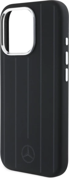 Silikonski ovitek z navpičnimi črtami za iPhone 16 Pro 6,3" Mercedes MEHMP16L23SUVSK, MagSafe, črn