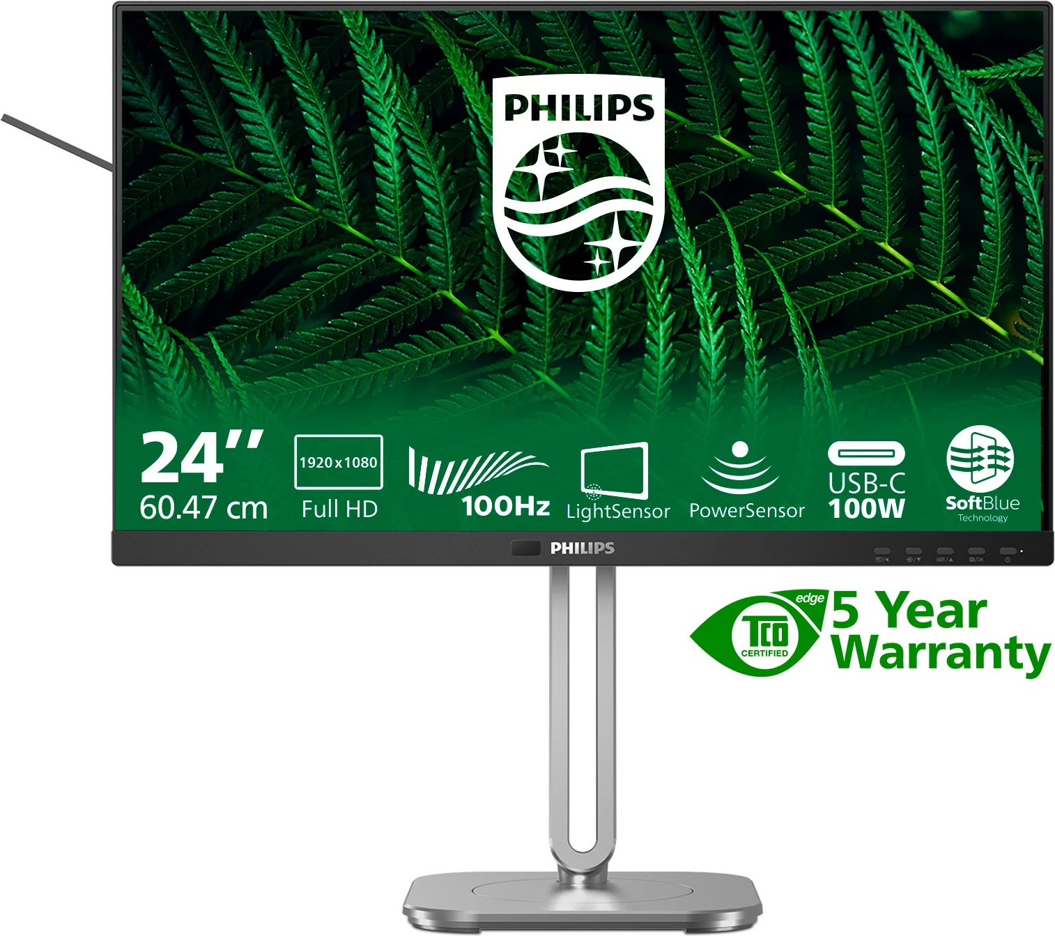 Zaslon 23,8" Full HD Philips 5000 series 24B2G5301/00, LCD, črn