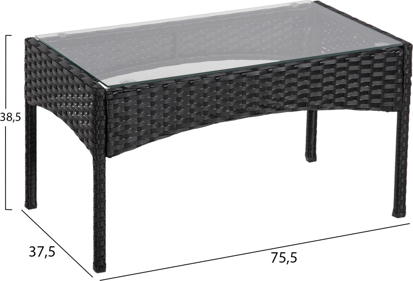 Zunanji lounge set 4 kosov STASIA FH6089.04 sintetični ratan v črni barvi - blazine v bež barvi