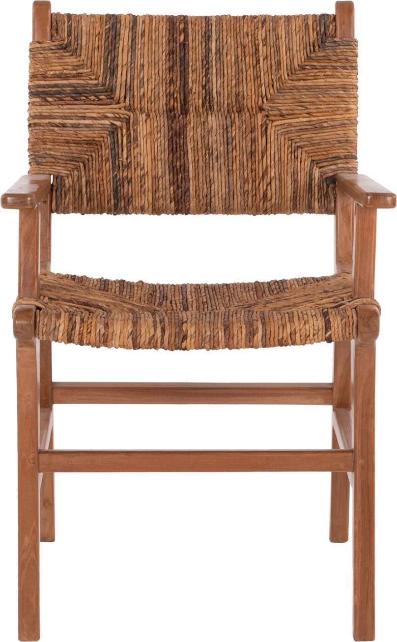 Jedilniški naslanjač iz tikovine in rogoznice oreh-bež FH9400.01 54x58x86,5 cm