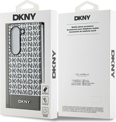 Ovitek za telefon z vzorcem ponovljenih logotipov in spodnjo črto DKNY za Samsung Galaxy Z Fold 6, rjav