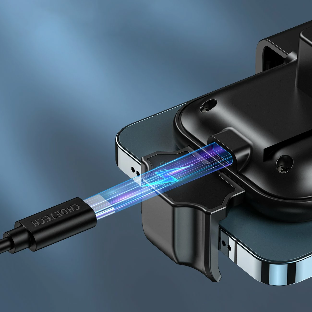 Brezžični polnilec in nosilec Choetech T201-F za avto, z magnetnimi adapterji, črn