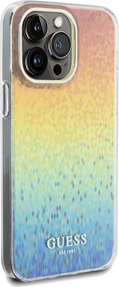 Ovitek za telefon z fasetiranim ogledalom Disco Iridescent, Guess IML, za iPhone 13 Pro Max, večbarven
