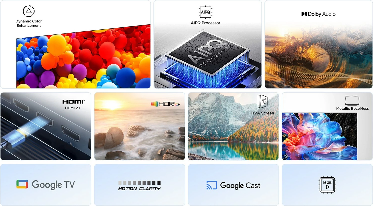 Televizor 43" 4K Ultra HD Google TV, TCL 43P69K, črn
